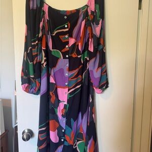 FRNCH Paris Navy Patterned Dress